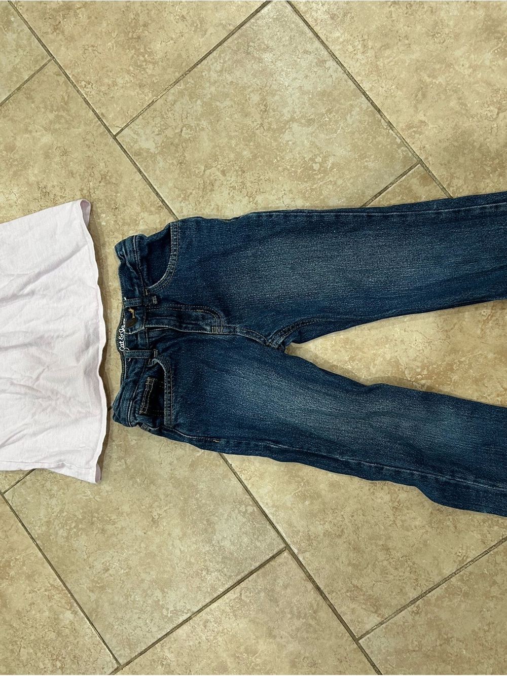 Cat & Jack Kids Blue Skinny Jeans and Light Pink Top Matching Set